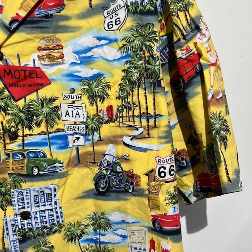 Aloha Republic Men's Multicolor Route 66 Memories Button Up Shirt Size XL - Picture 4 of 10